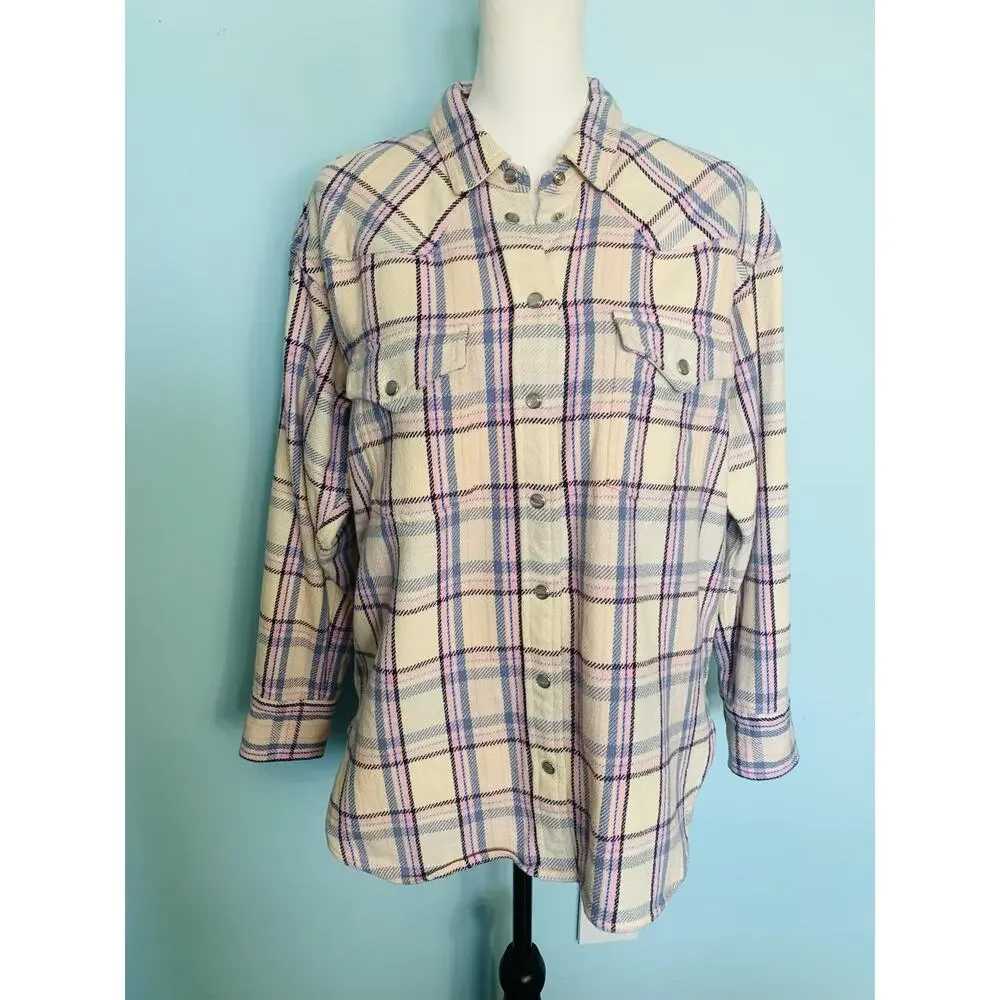 J. Crew Relaxed-Fit Flannel Shirt in Lavender Plaid Size 4
